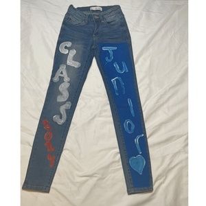 KanCan Womens Size 23 Blue Custom "Class of 24 Junior" Hand PaintedSkinny Jeans